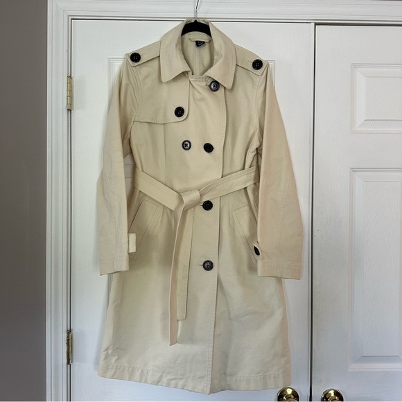 GAP Jackets & Blazers - Gap Classic Cream Double Breasted Trench Coat | Size L